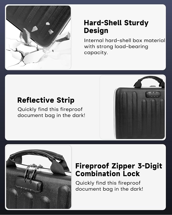 DOZAWA Fireproof Document Box, Hard Case Document Organizer - Image 7