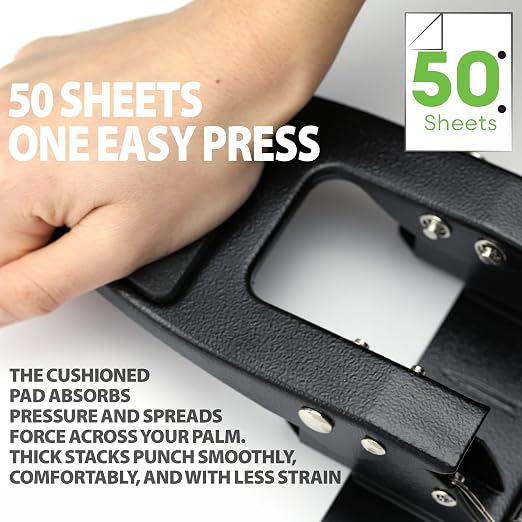 Officemate 2-Hole Padded Punch, Medium Duty, 50-Sheet Capacity, Ergonomic - Image 2