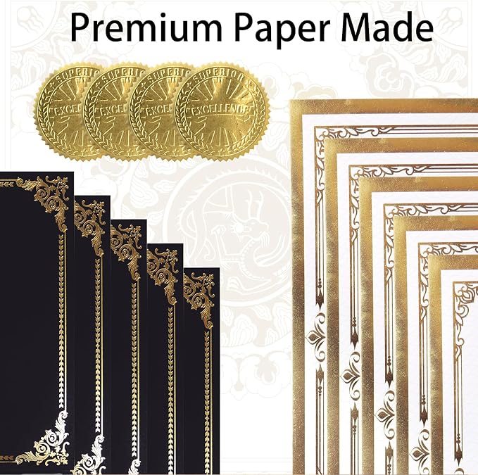75 Pcs Certificate Paper Kit, 25 Gold foil Border Award Certificate Holders & - Image 3