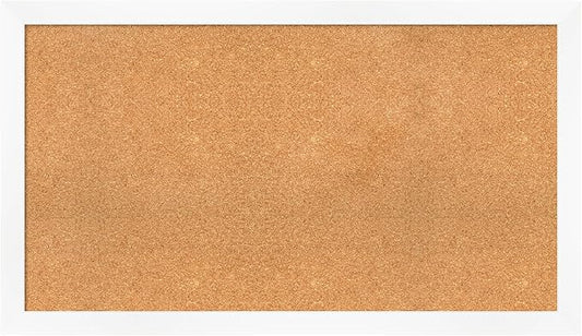 Amanti Art Natural Cork Board for Wall, 27x47 Vision Board with White Frame, Oversize Corkboard Office Decor for Home Organization, Modern Corkboard Pinboard to Display Items for Home Organization in-DeskLoop Office
