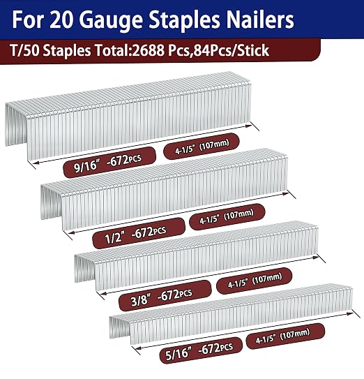 HW HAMWOO 20 Guage 304 Stainless Steel T/50 Staples, 4 Sizes Assorted Size - Image 3