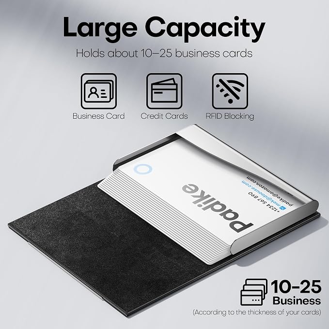Padike Business Card Holder/ Case Professional PU Leather & Stainless Steel - Image 2