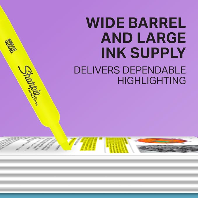 Sharpie Tank Yellow Highlighters Marker Set, Study Essentials, Chisel Tip - Image 3