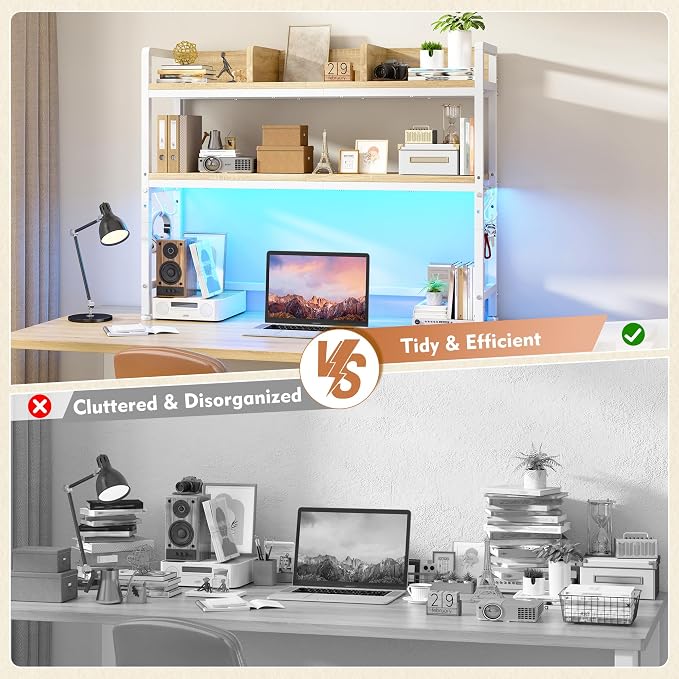 REIBII 2-Tier Desk Shelf with LED - Image 4