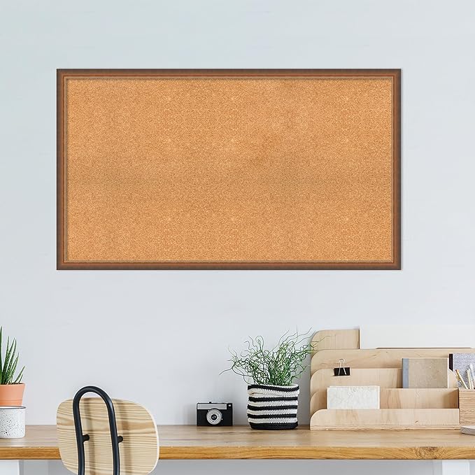 Amanti Art Natural Cork Board for Wall, 28x48 Vision Board with Bronze Frame, Oversize Corkboard Office Decor for Home Organization, Modern Corkboard Pinboard to Display Items for Home Organization-DeskLoop Office