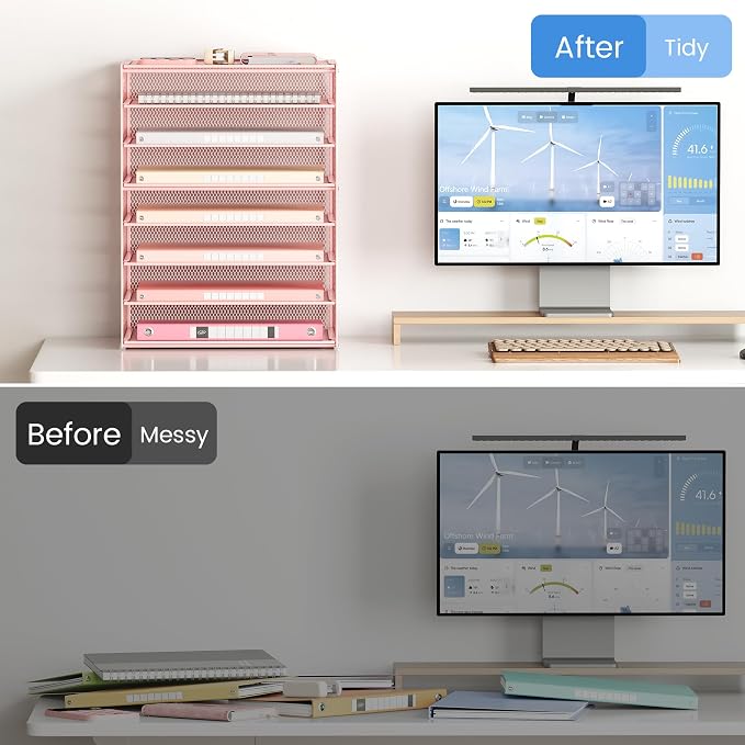 Lavatino 8-Tier Letter Tray Desk Paper Organizer, Mesh File Sorter Tray - Image 5