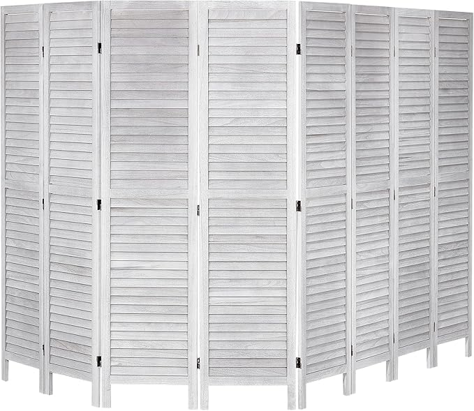 VEVOR Wood Room Divider, 8 Panel Wood Folding Privacy Screen, 66.9 Inches Tall Indoor Louvered Wooden Partition, Portable Decoration Screen, for Room Separation, Home, Office, Restaurant & Bedroom-DeskLoop Office