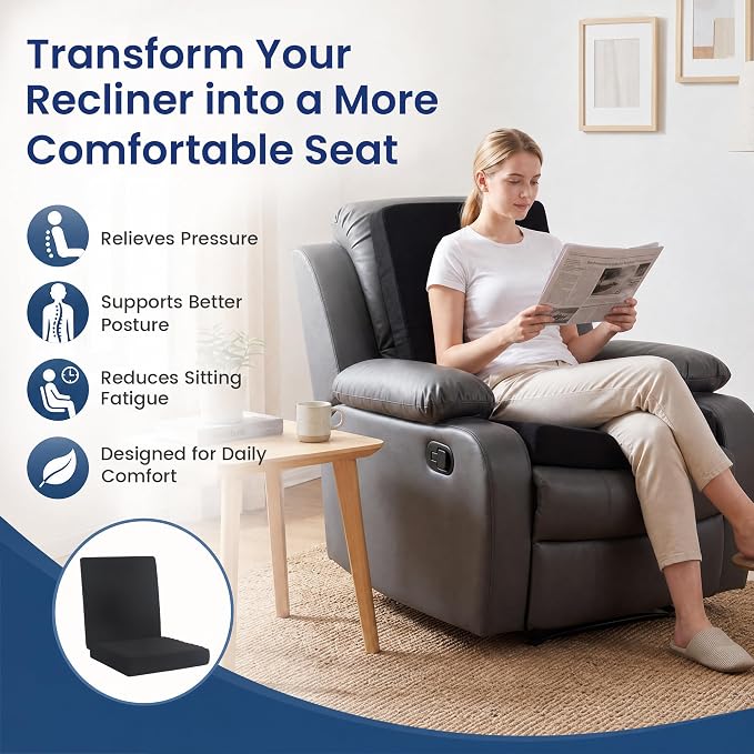 Recliner Seat Cushion, Egg Foam Creat Seat Cushion & Memory Foam Back Pad | - Image 5