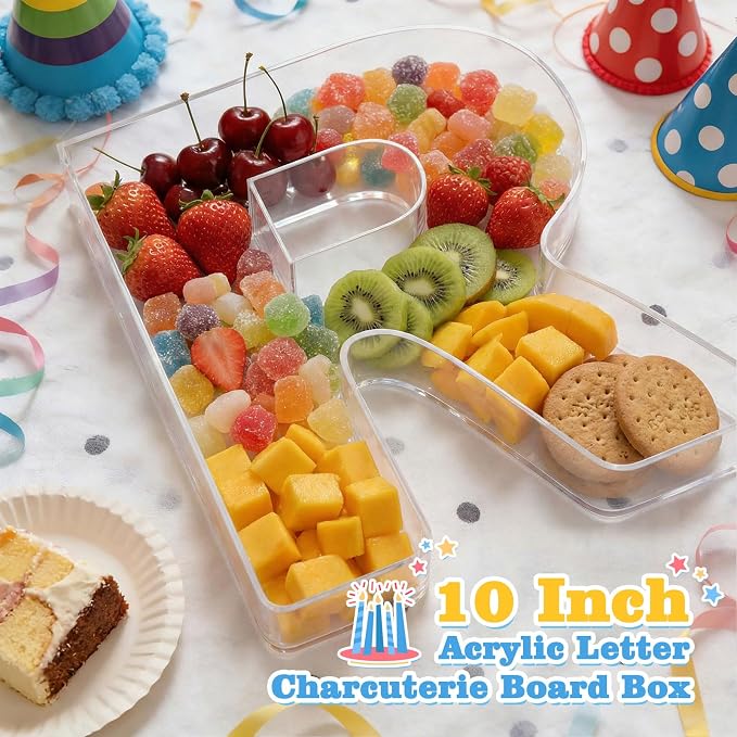 Ledido 10’’ Acrylic Letter Charcuterie Board Box, Reusable Fillable Serving Tray - Image 2
