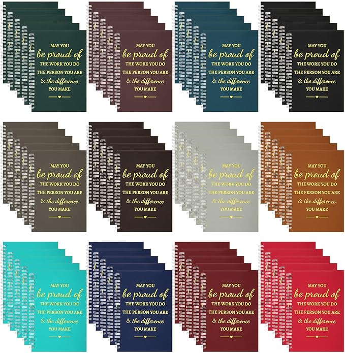 Colarr 60 Pcs A5 Inspirational Spiral Notebook Bulk Appreciation Gift 6x8 Inch Motivational Notepad 100 Page/50sheet Lined College Ruled Journal for Employee Coworker Teacher Nurse (Dark Colors)-DeskLoop Office