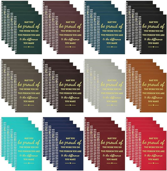 Colarr 60 Pcs A5 Inspirational Spiral Notebook Bulk Appreciation Gift 6x8 Inch Motivational Notepad 100 Page/50sheet Lined College Ruled Journal for Employee Coworker Teacher Nurse (Dark Colors)-DeskLoop Office