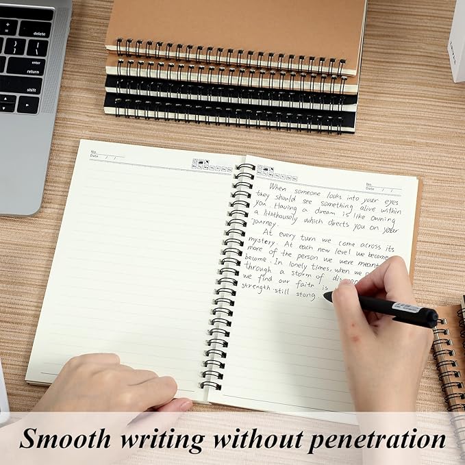 12 Pack Small Spiral Notebook A5 Lined College Ruled Spiral Journal Notebook 5.5 x 8.3 Inch Kraft Cover, 120 Pages for Work Students Office Business(Multi Colors)-DeskLoop Office