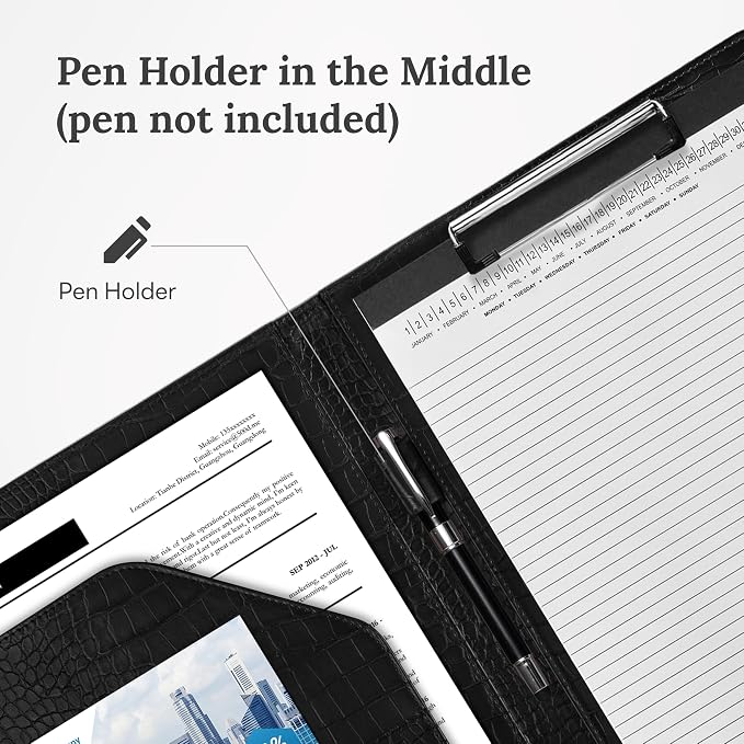Clipboard Folder Padfolio, Mymazn Writing Portfolio Faux Leather Clipboards - Image 5