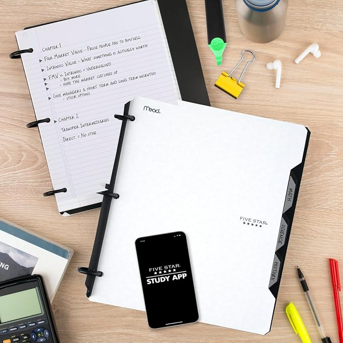 Five Star Flex Refillable Notebook + Study App, College Ruled Paper and 1 Inch - Image 8