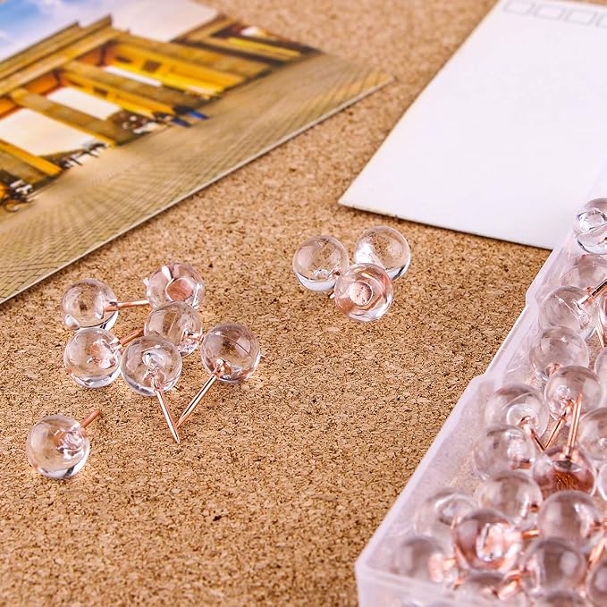 Push Pins 1/3 Inch Rose Gold Map Tacks 100-Count Large Size Pins Steel Point - Image 5