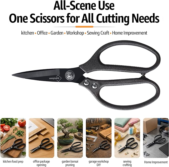 BoFuYuan 8.5 Inch Multipurpose Heavy Duty Scissors, Frosted Grey | Japanese - Image 6