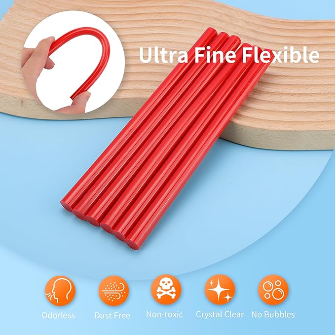 MATUFF Red hot Glue Sticks Full Size 0.43” Dia x 8” Long, 52 pcs Hot melt Adhesive Glue Sticks, All-Purpose Colored Glue Gun Sticks for Christmas Decoration Crafts Arts School Home Repair Bonding-DeskLoop Office
