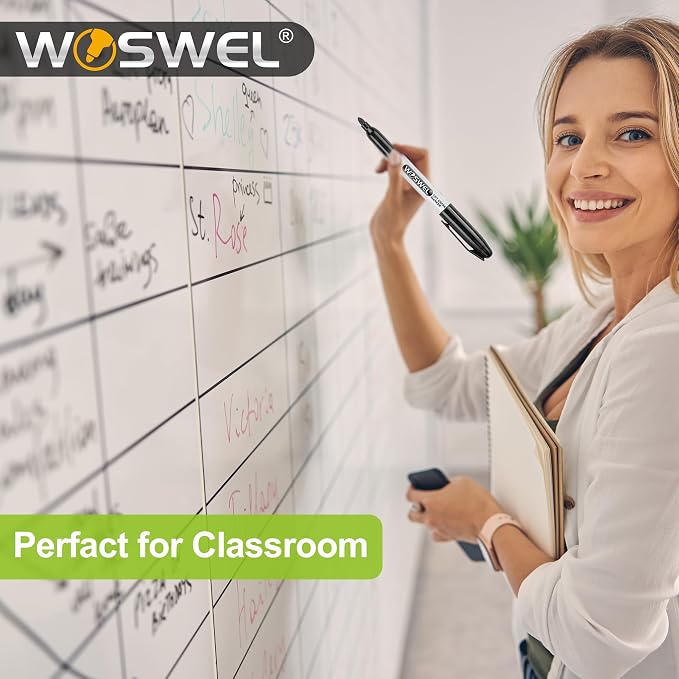 WOSWEL Dry Erase Markers Bulk, 72 Pack Black Fine Tip Whiteboard Markers - Image 5