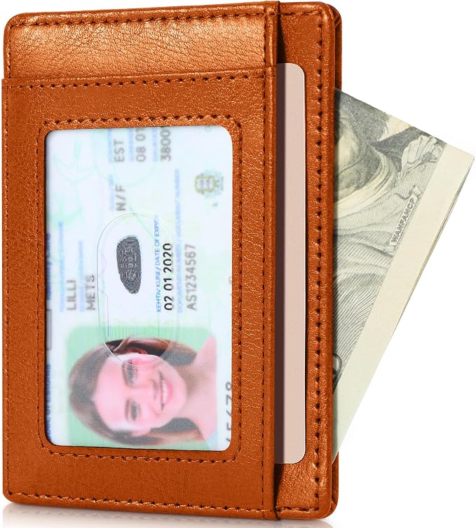 Travelambo Slim Wallet Front Pocket Minimalist Leather RFID Blocking Medium Size - Image 9