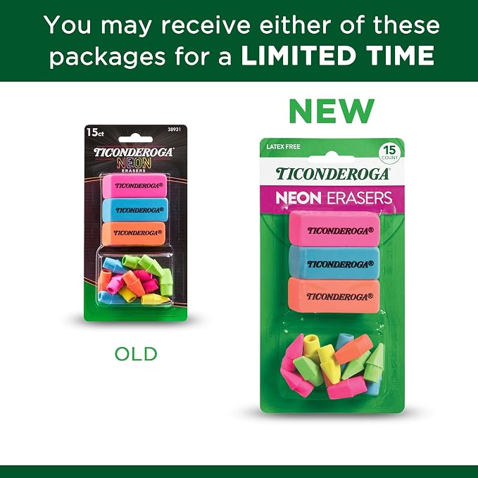 Ticonderoga Dixon Office & School Eraser Combination Set, 15 Eraser Multi-Pack - Image 6