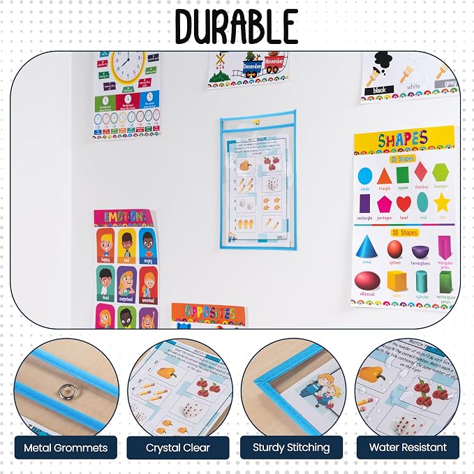 Essex Wares - 6 Pack, Light Blue, Water-Resistant Dry Erase Pocket Document - Image 4