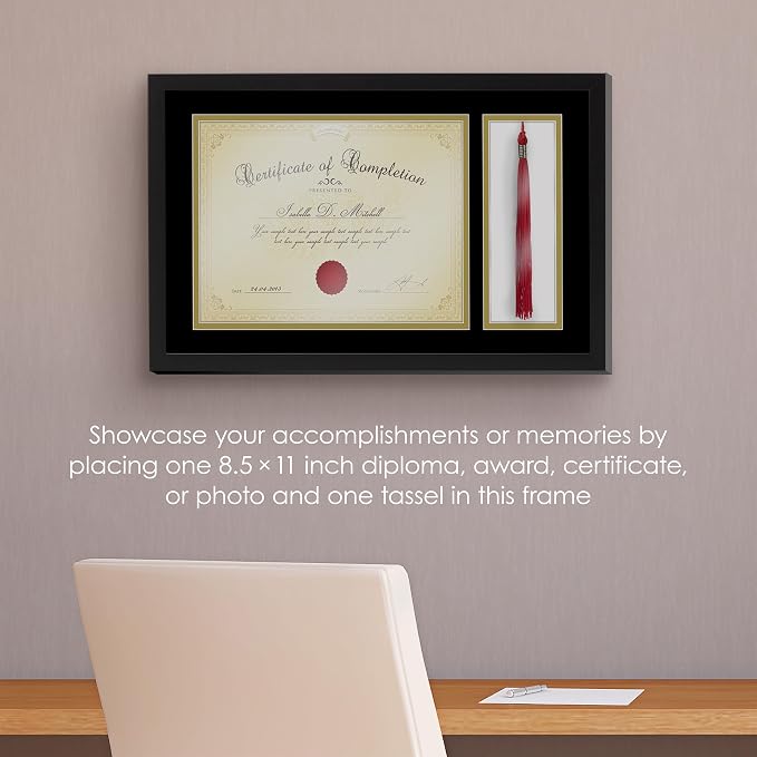 MELANNCO Diploma Frame with Tassel Holder, Horizontal or Vertical Wall Mount - Image 5
