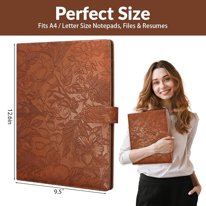 Professional Padfolio Portfolio Binder, Textured Embossing Faux Leather Folder - Image 2