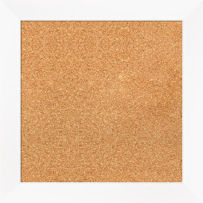 Amanti Art Natural Cork Board for Wall, 19x19 Vision Board with White Frame, Small Corkboard Office Decor for Home Organization, Modern Corkboard Pinboard to Display Items for Home Organization in-DeskLoop Office