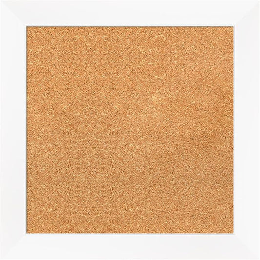 Amanti Art Natural Cork Board for Wall, 19x19 Vision Board with White Frame, Small Corkboard Office Decor for Home Organization, Modern Corkboard Pinboard to Display Items for Home Organization in-DeskLoop Office