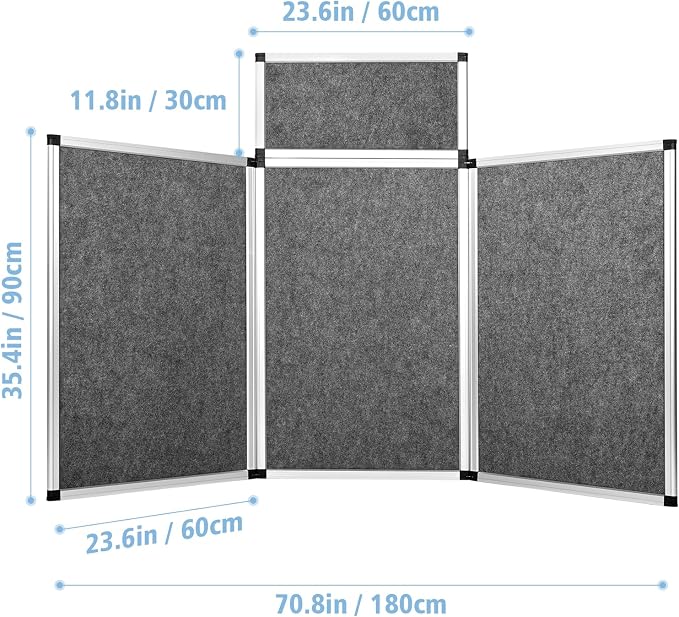 Nisorpa 3+1 Panel Trade Show Presentation Board 70.8 x 35.4 in Desktop Tri Fold - Image 2