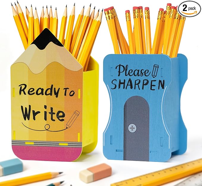 2 PCS Wooden Pencil Dispenser, Sharp and Dull Pencil Holder by YOYOJOY