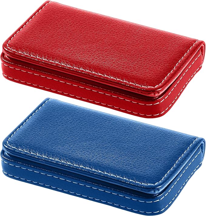 Outus 2 Pcs Business Card Holder, PU Leather Business Card Case Pocket Wallet by Outus