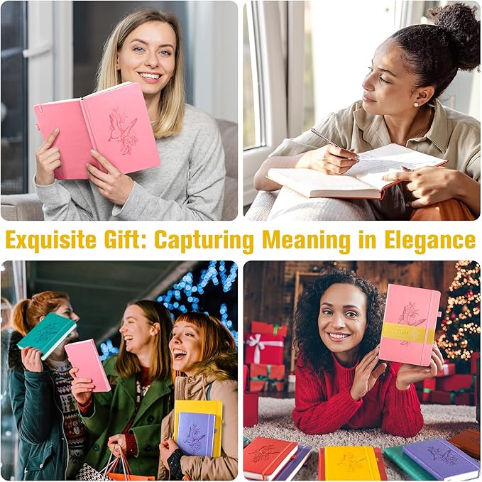 Lined Notebook Journal for Women Men, 312 Numbered Pages B5 Thick Leather Journals for Writing, Daily Diary Journal for Work School, Hardcover College Ruled Notebook, Butterfly Flower Notebook, Yellow-DeskLoop Office