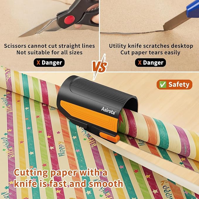 Wrapping Paper Cutter with 3 Replaceable Blades, Slider Wrap Cutter - Image 4