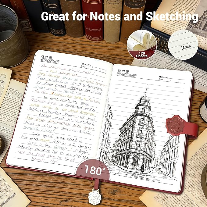 Aocii leather Journal for Women, A5 lined Daily Journal Notebook, Pretty - Image 4