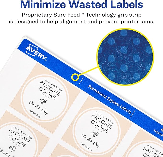 Avery Printable Square Labels, Matte White, Laser & Inkjet Compatible, 300 - Image 3