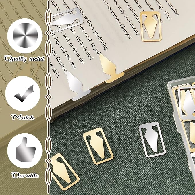 Spakon 100 Count Tin Mixed Metals Book Line Markers Arrow Bookmarks and Page - Image 3
