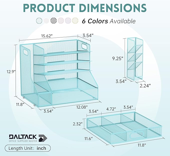DALTACK Mesh Desk Organizer, 5-Tier Paper Letter Tray - Image 3