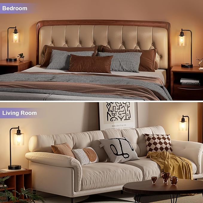 Industrial Touch Table Lamps for Bedrooms Set of 2 - Image 5