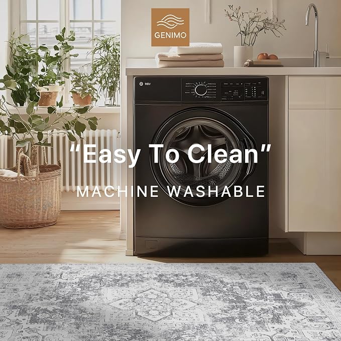 GENIMO 8x10 Area Rugs for Living Room, Machine Washable Vintage Non Slip Rugs - Image 5