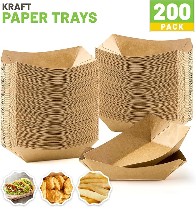 ZORRITA Mini Paper Food Trays, 1/4 Lb, 200 Pack, Disposable | Small, Serving - Image 3
