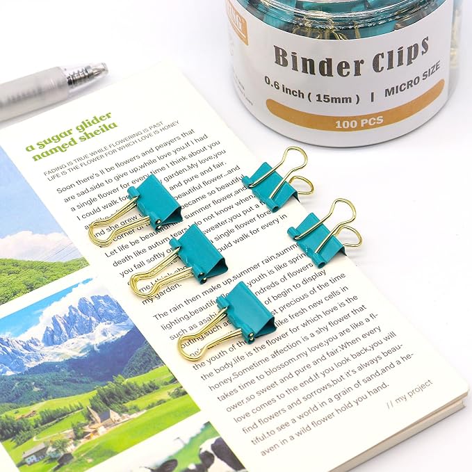 Binder Clips, Mini Paper Clip, Small Paper Clamps 15mm, 100 Pack Micro Size - Image 3