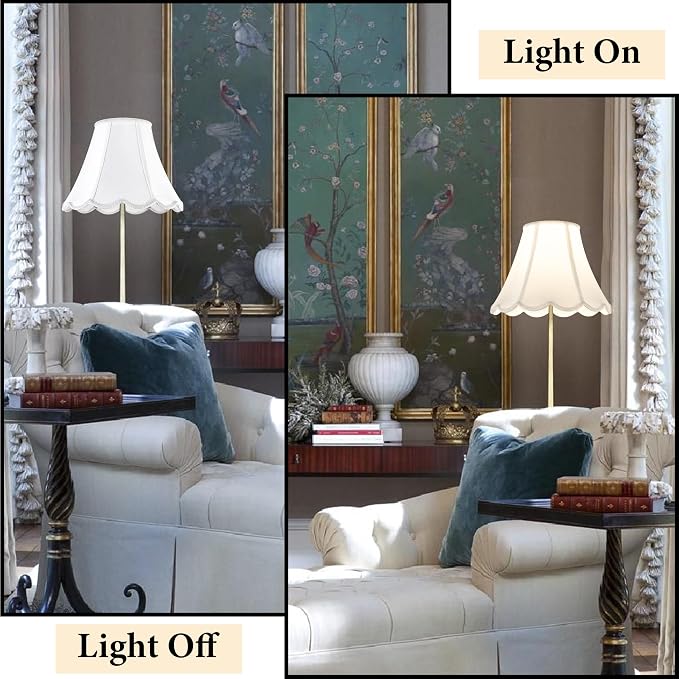 GOSO Bell Lamp Shades Set of 2 Medium Off White, Scalloped Lamp Shade - Image 7