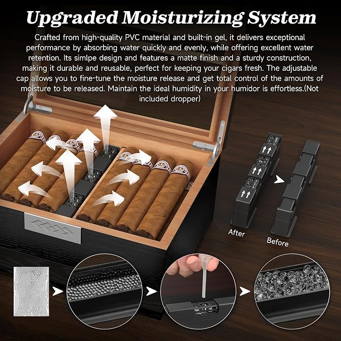 TISFA Cigar Humidor, Cedar Wood Desktop Humidor Box - Image 6