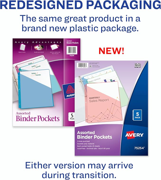 Avery Binder Pockets for 3 Ring Binders, Fits 8.5" x 11" Documents, Acid-Free - Image 2