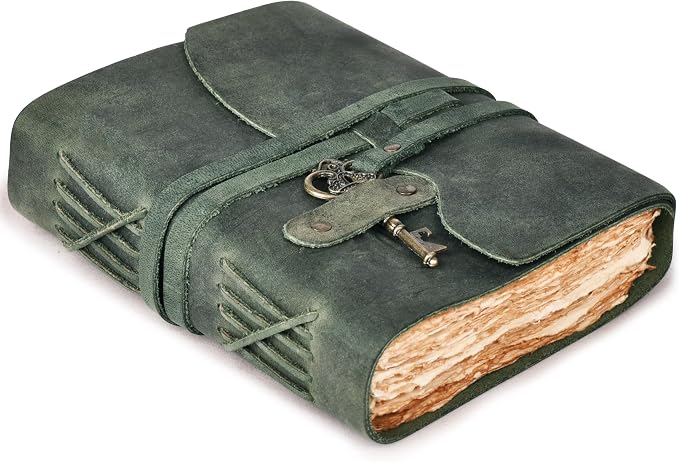 LEATHER VILLAGE Vintage Leather Journal – 200 Handmade Vintage Deckle Edge by LeatherVillage