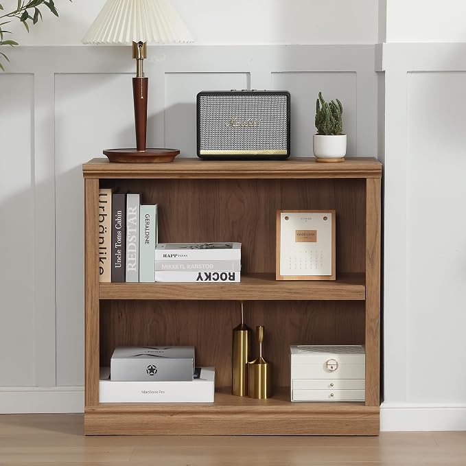 blini 2-Shelf Bookcase Wooden Bookshelves 33in Wide Floor Standing Display by blini