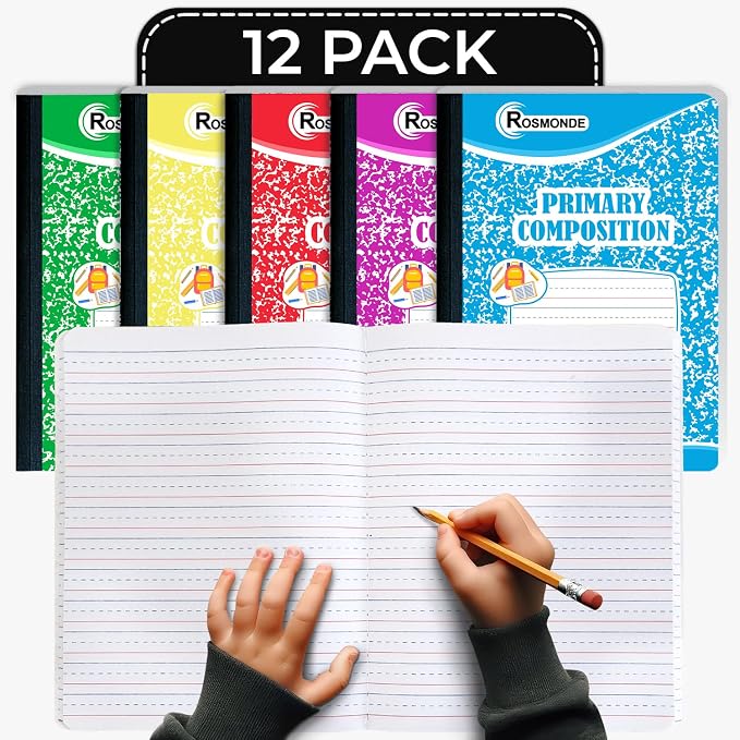 Rosmonde 12 Pack Primary Composition Notebooks, 200 Pages, Primary Ruled by Rosmonde