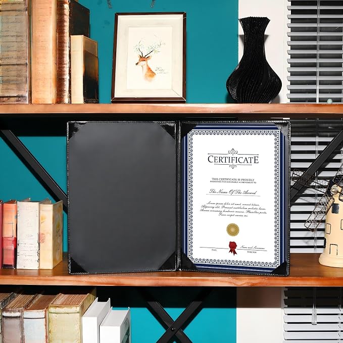 Tenare 6 Pcs Black Leather Certificate Holder 8.5 x 11" PU Phd Bachelor Master - Image 5