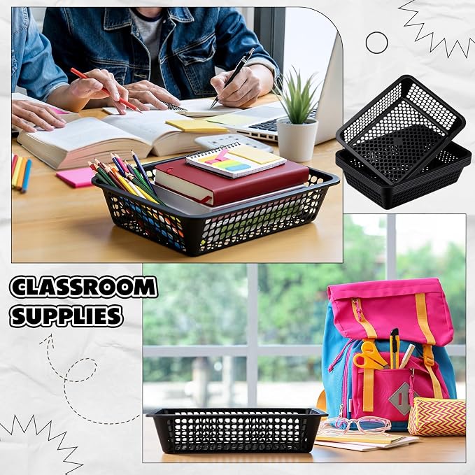 Zhehao 14 x 10 x 3 Inch 16 Pack Paper Organizer Basket Small Plastic Storage - Image 3